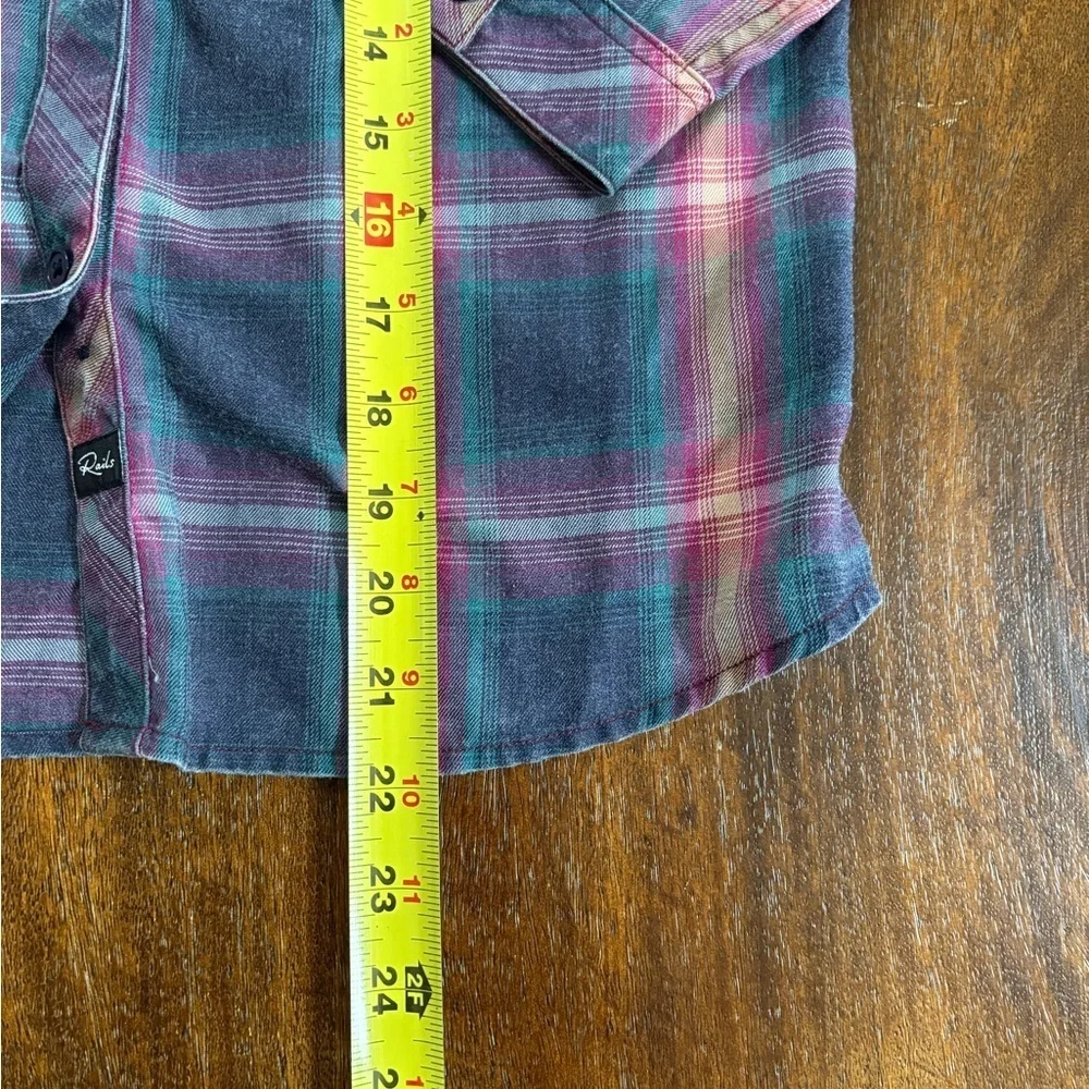 RAILS Hudson Navy Pink Jade Plaid Cloudwash LS Shirt Girls Size 12